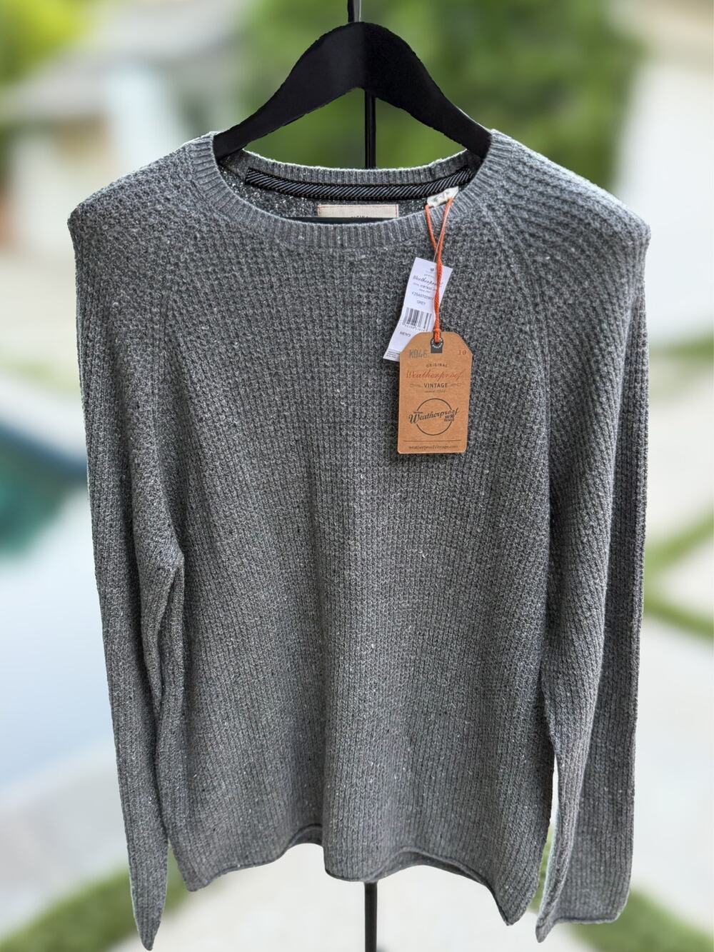 Weatherproof Vintage Mens L Crew Neck Sweater Gray Heather Knit NWT Cotton